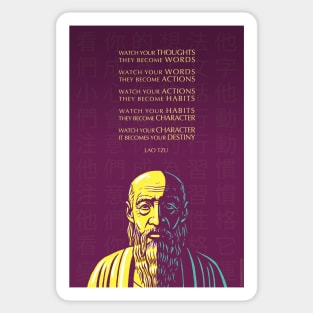 Lao Tzu Inspirational Quote: Watch Your Thoughts Sticker